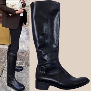 🆕 Peter Kaiser Riding boot Knee high leather w pewter horse shoe ankle buckle